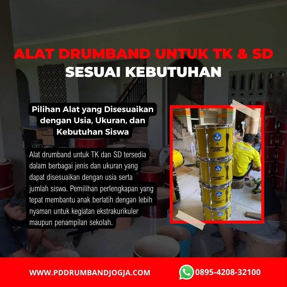 Alat drumband TK yang sesuai dengan usia dan ukuran anak