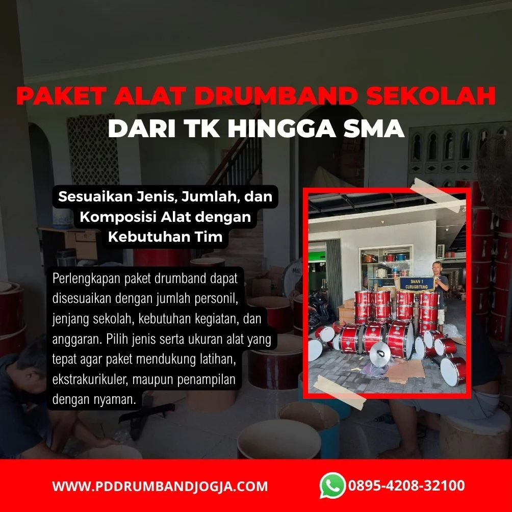 Pilihan perlengkapan dalam paket alat drumband untuk sekolah