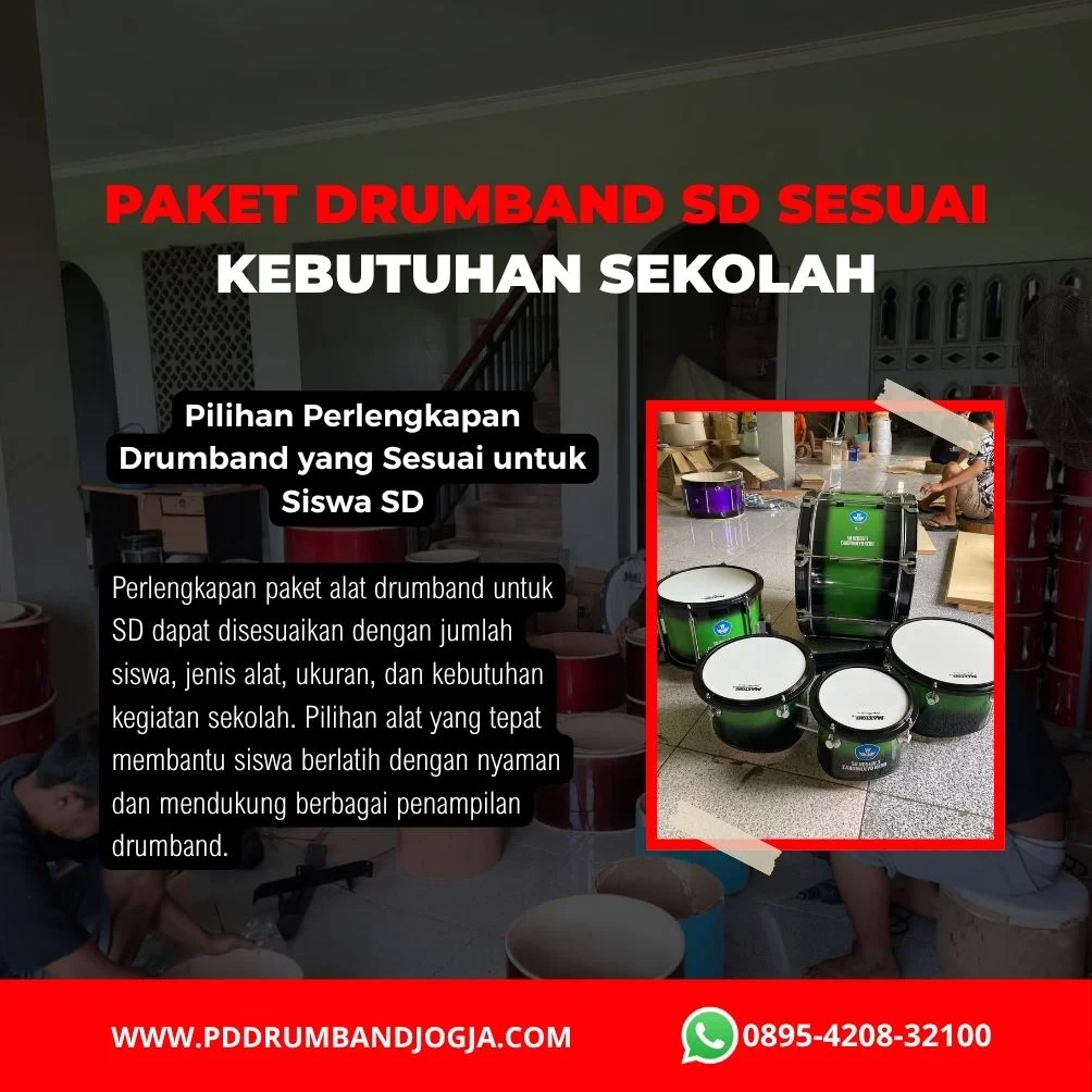 Perlengkapan paket alat drumband SD untuk kegiatan sekolah