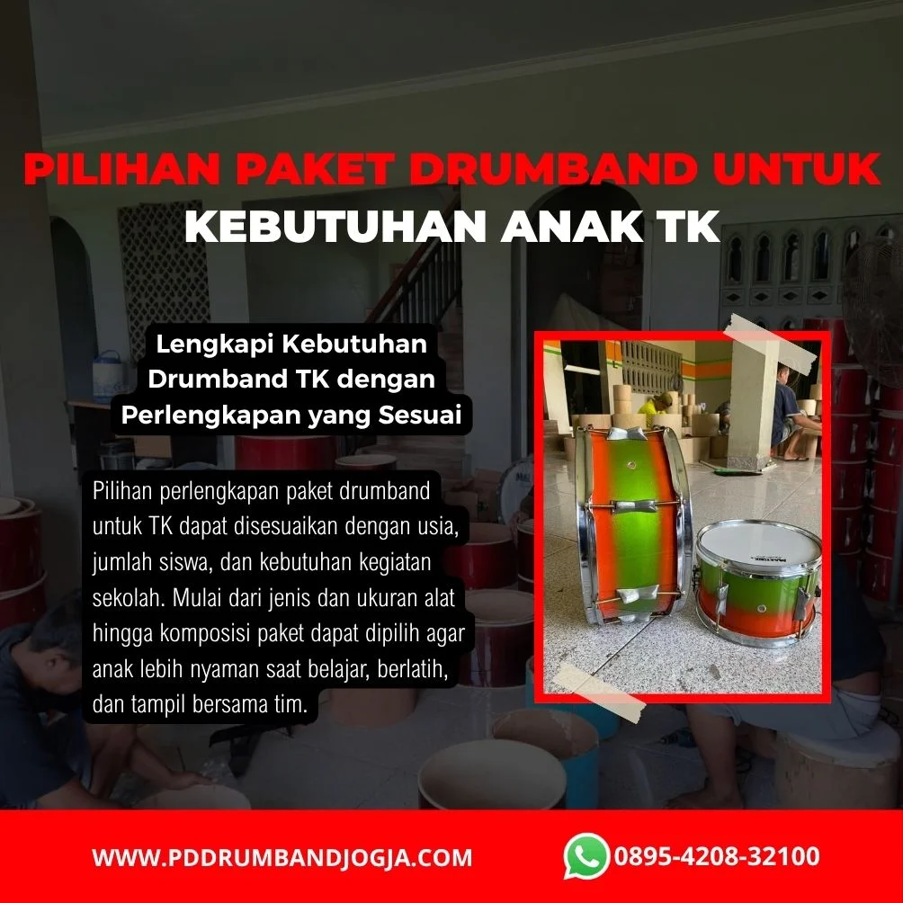 Pilihan perlengkapan paket alat drumband untuk anak TK