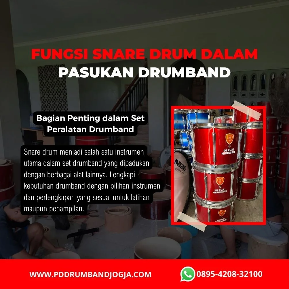 Snare drum drumband dan perlengkapan untuk pasukan